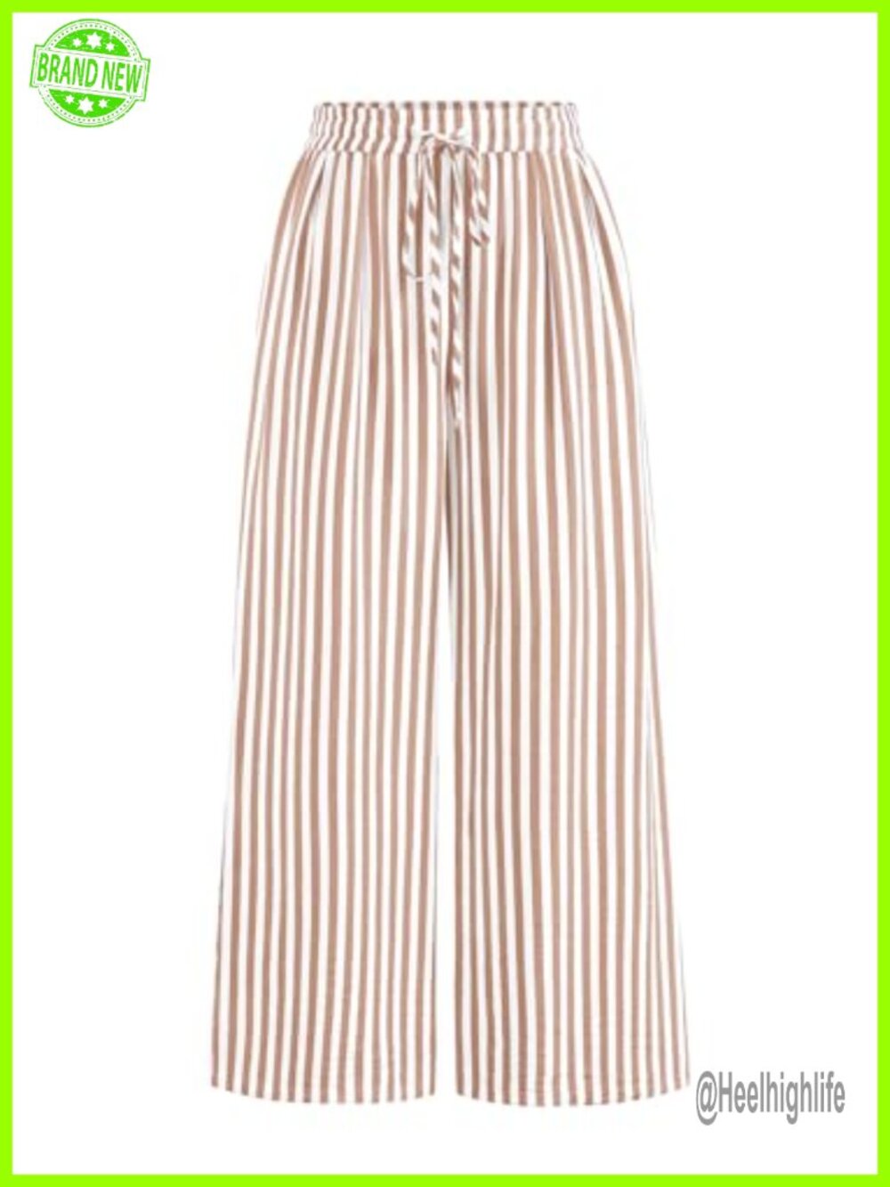 Women's Wide Leg Palazzo Pants Elastic High Waist Striped Lightweight Flowy